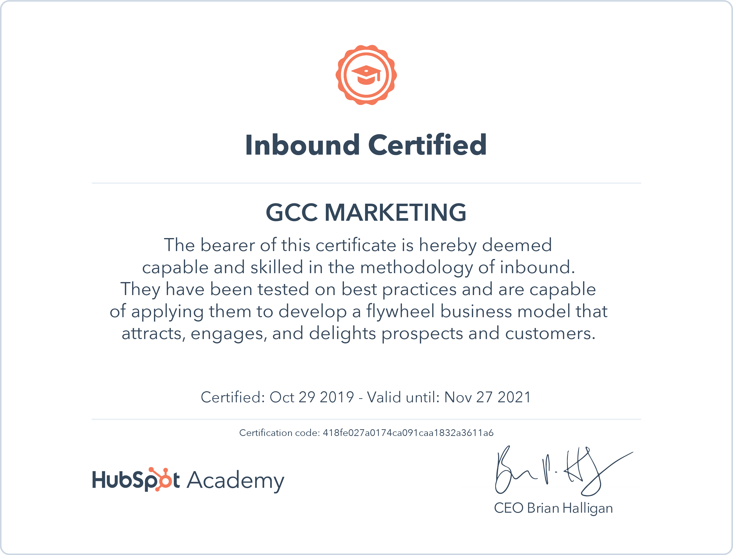 GCC Marketing Becomes Hubspot Academy Inbound Certified