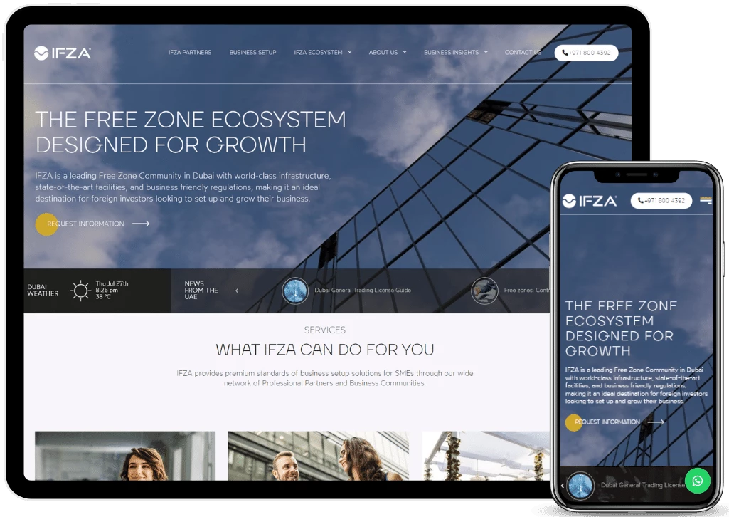 IFZA Free Zone Website - GCC Marketing Projects